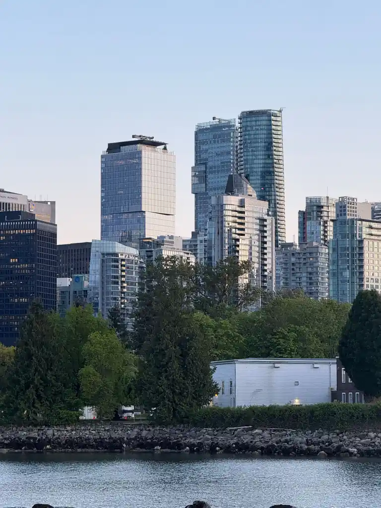 Towering glass skyscrapers and contemporary architectural lines in downtown Vancouver
